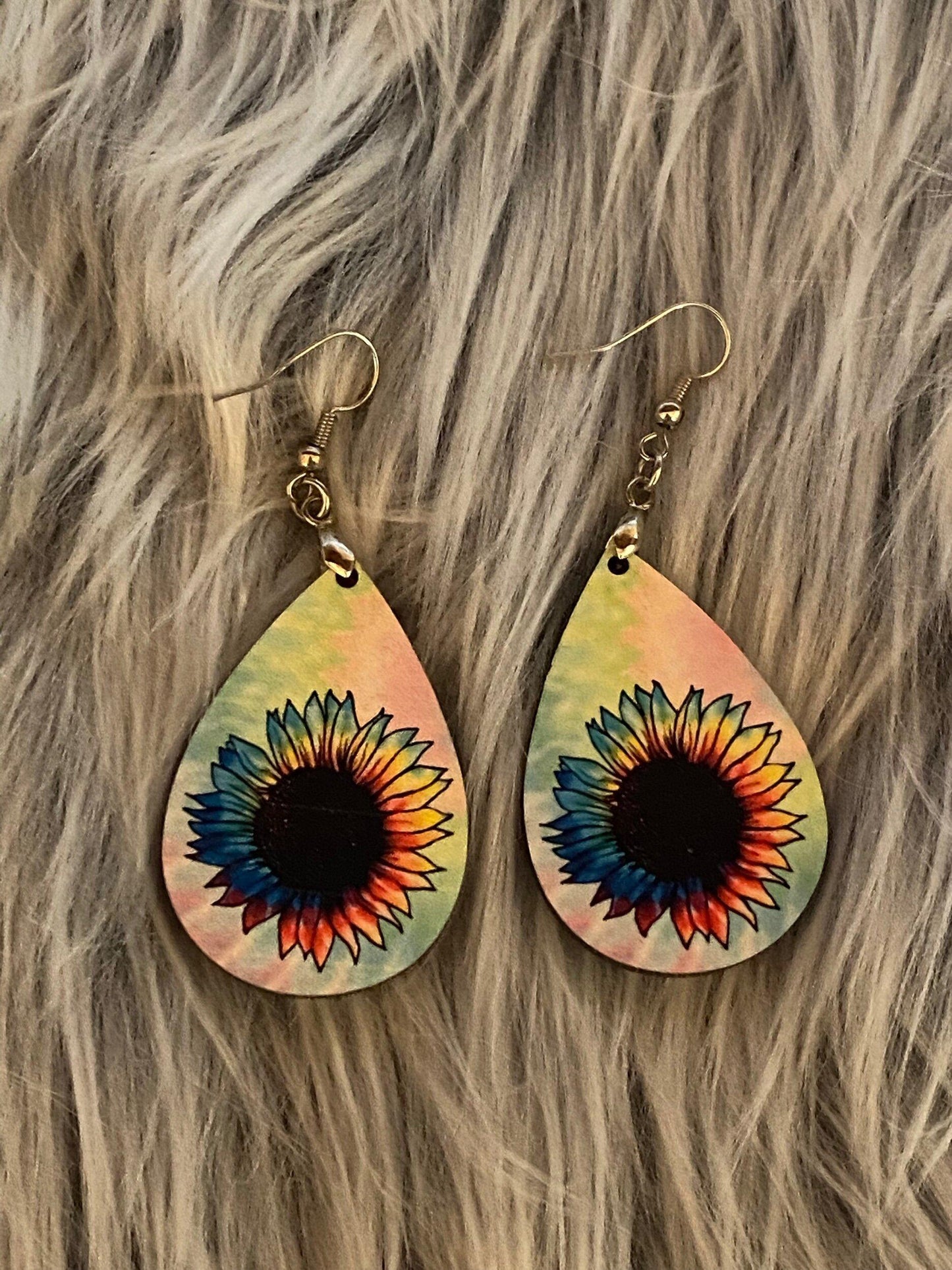 Tye Dye Sunflower earrings